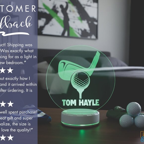 Personalized Golf LED Night Light for Golf Lovers - Picture 7 of 8